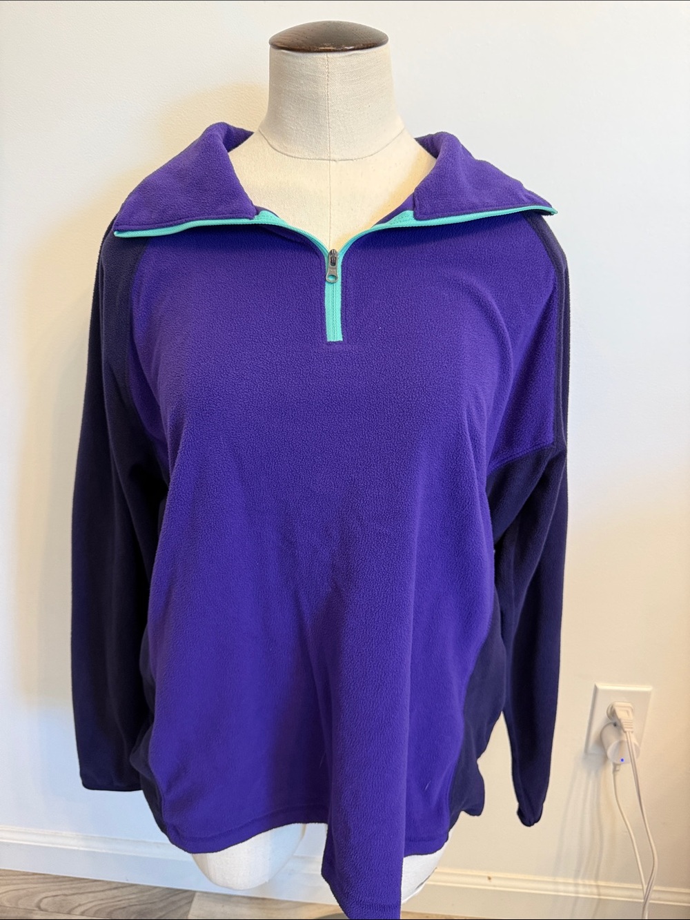 Women's Purple Quarter-Zip Fleece Tunic with Teal Trim